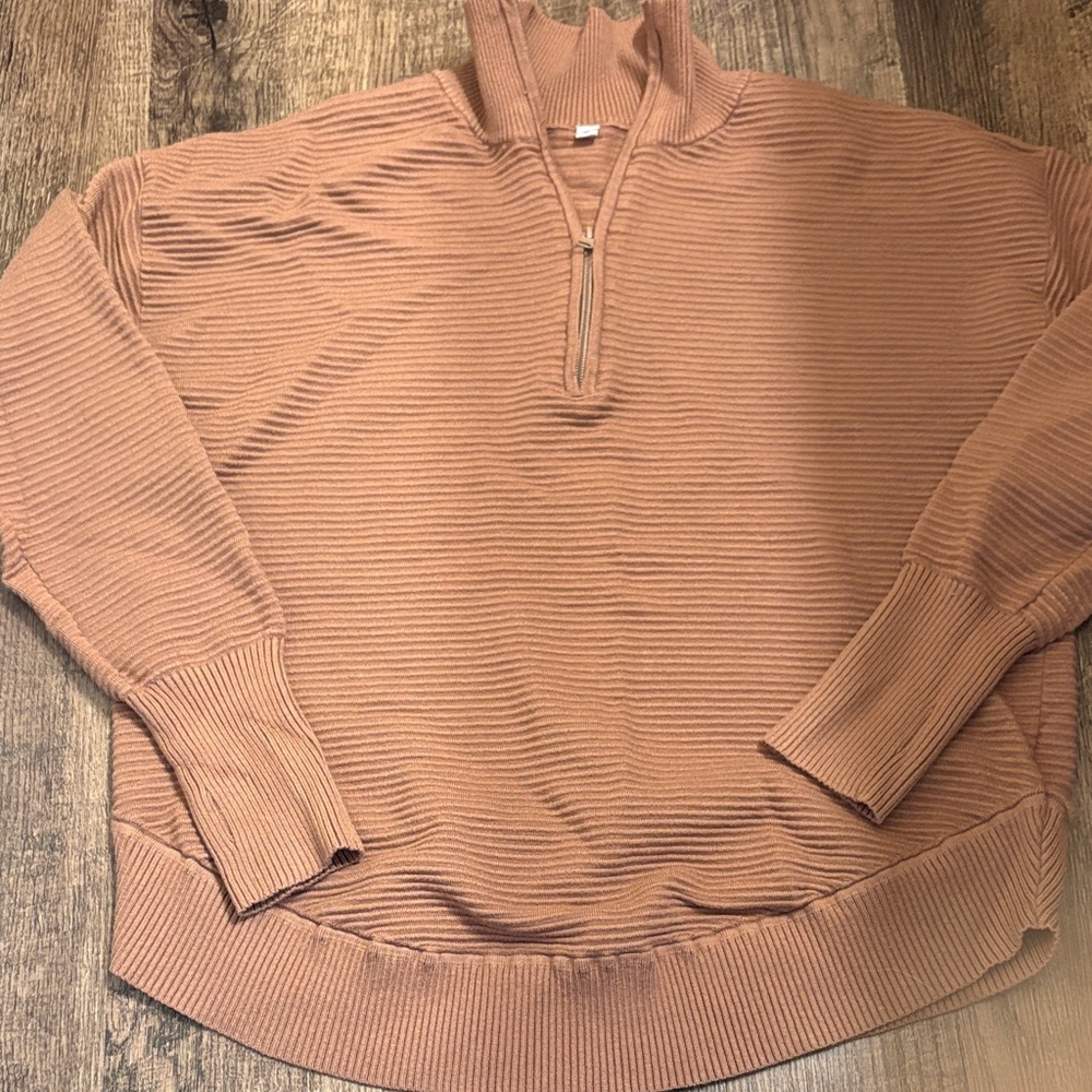 Women's Camel Tan Bronze Half-Zip Turtleneck Sweater Small / Medium / Large